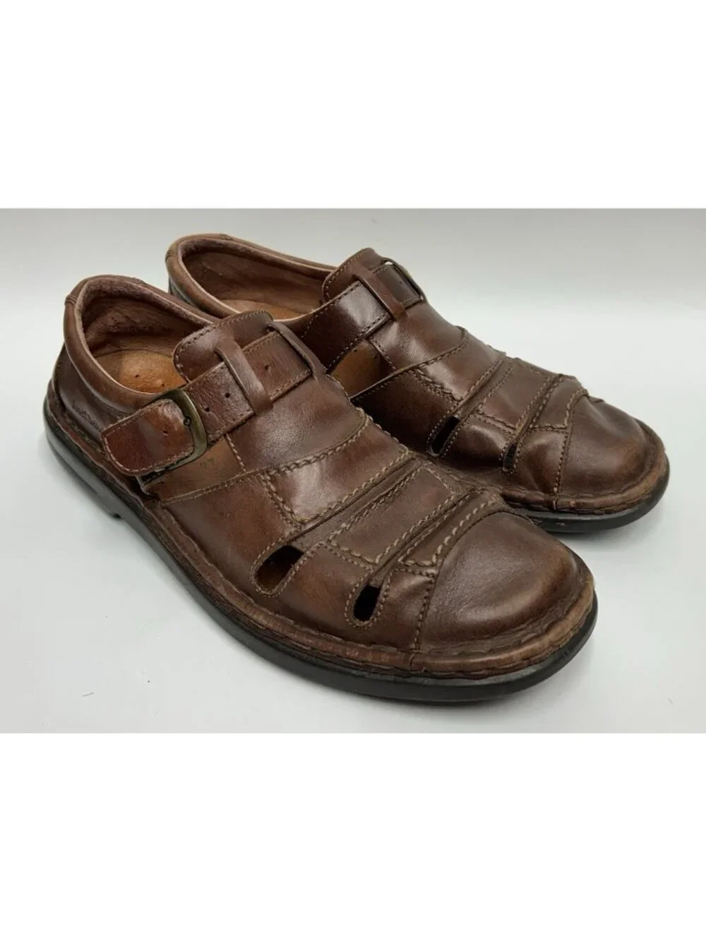 Josef Seibel Fisherman Sandals Men Sz EU 44/US (10.5-11) Brown Leather Office